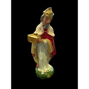 Vintage ITALY 4.5" MELCHIOR Nativity Figure Christmas Paper Mache Wise Men King